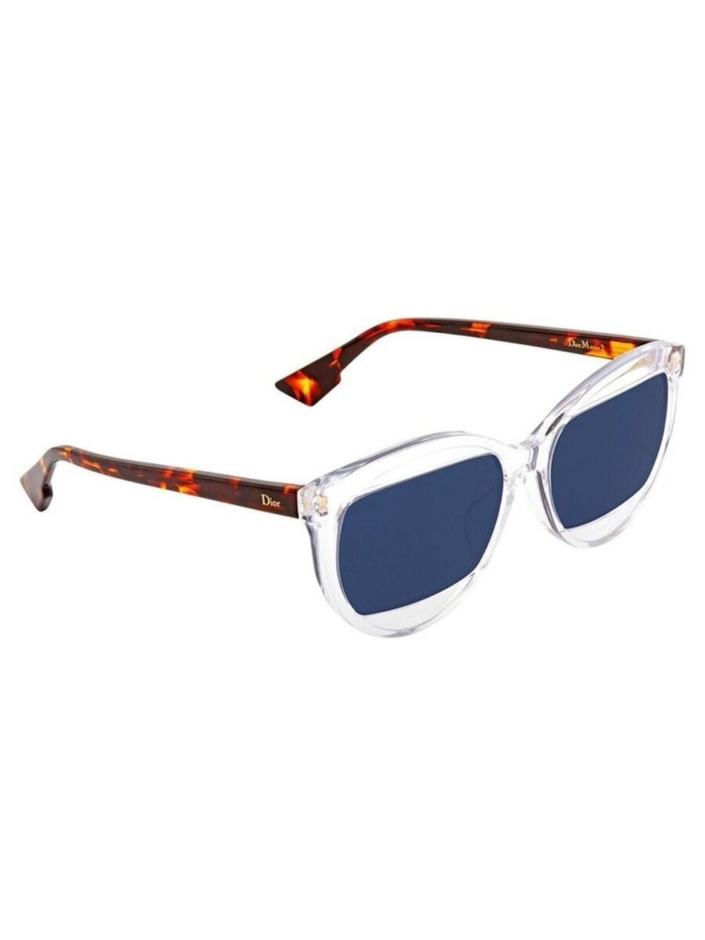 Dior Dior Mania 2 Havana Clear Plastic Blue Lense Suunglasses
